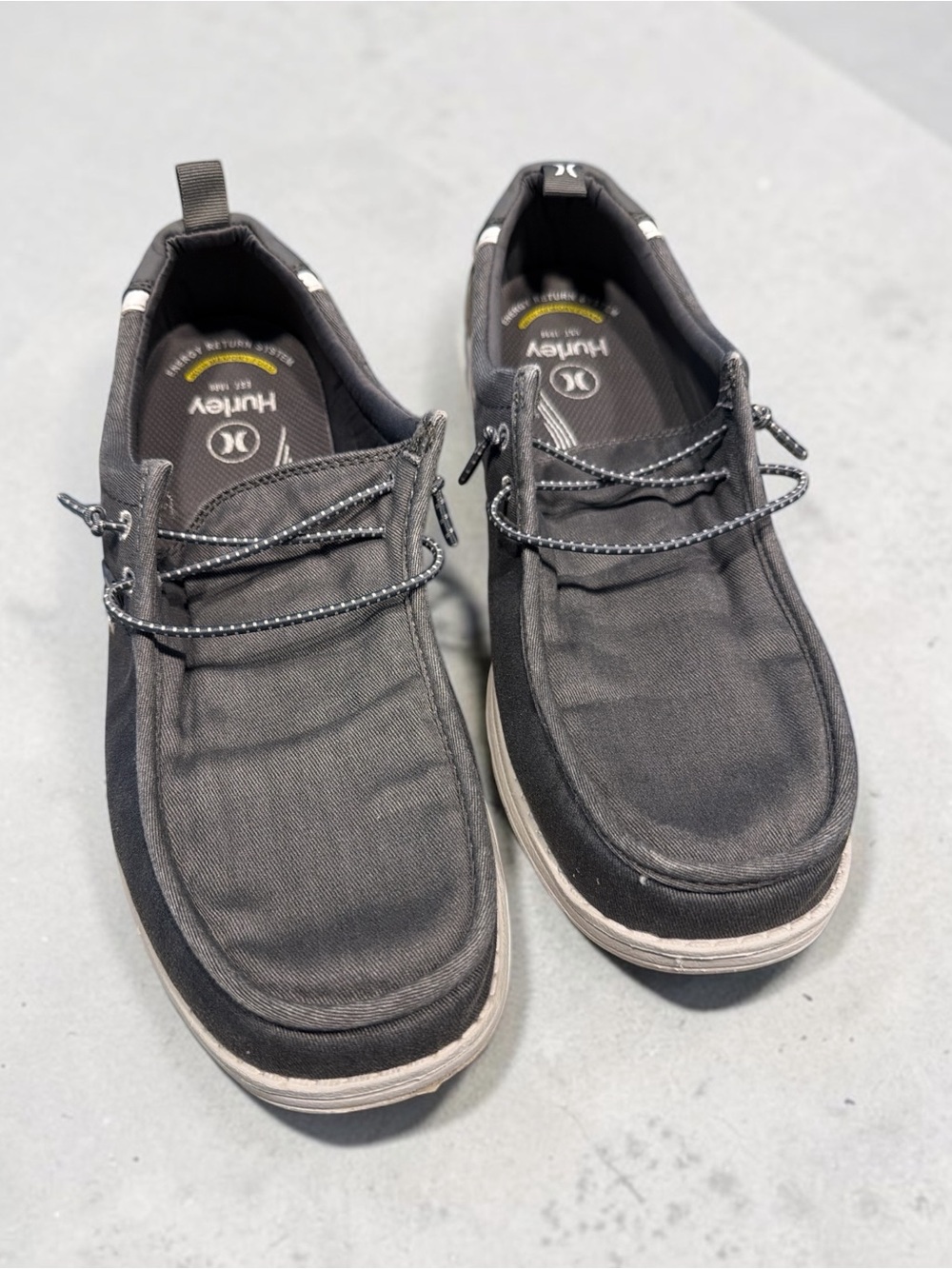 Hurley Men’s Black Canvas Slip-On Boat Shoes